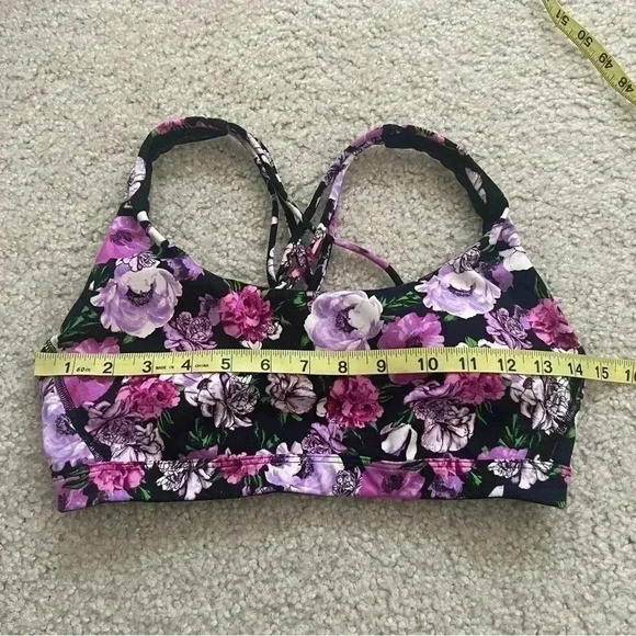 Victoria Secret PINK Sports Bralette Bra Black Purple Racerback Strappy Size Med - Picture 4 of 13